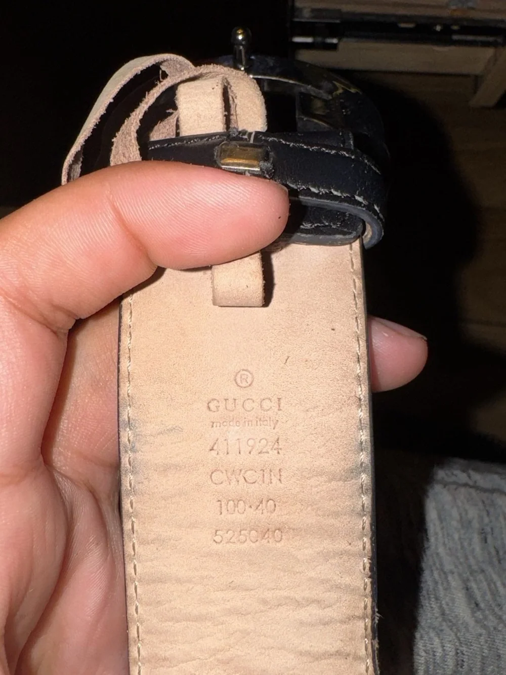 Gucci Black Leather GG Embossed Belt with Silver Double G Buckle
